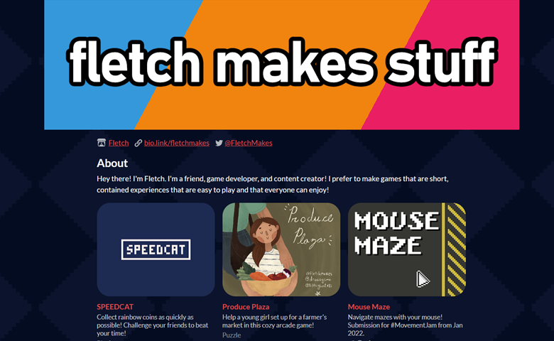 Screenshot of Fletch&rsquo;s itch.io page